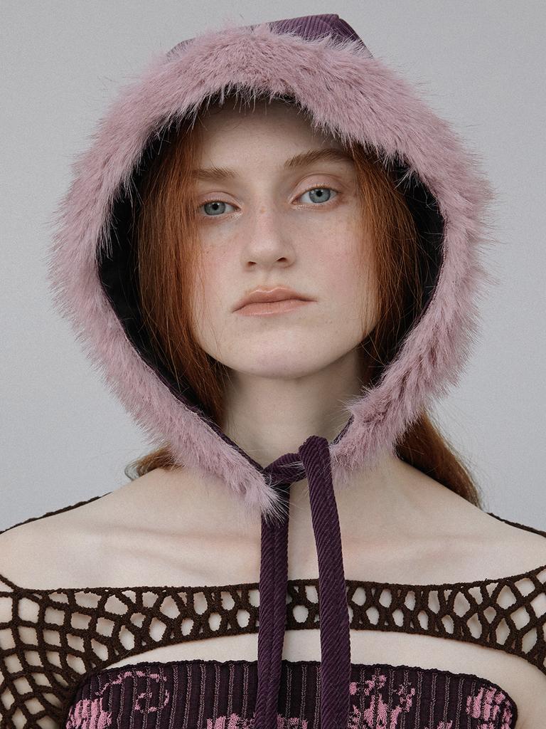 Eosseomnijeu Fur Bonnet Hat_Purple