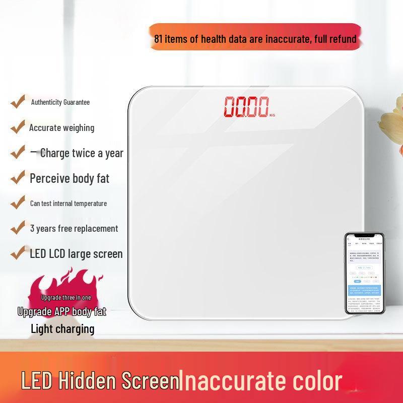 Rechargeable Durable Bathroom Scale: Smart Electronic Body Fat Scale for Women