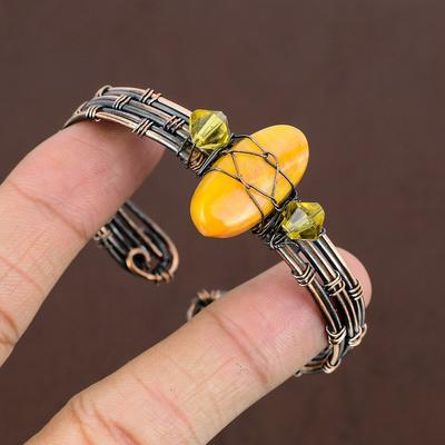 Natürlicher Hummel Jaspis Edelstein Kupferdraht Wickelarmband Verstellbar K2s80