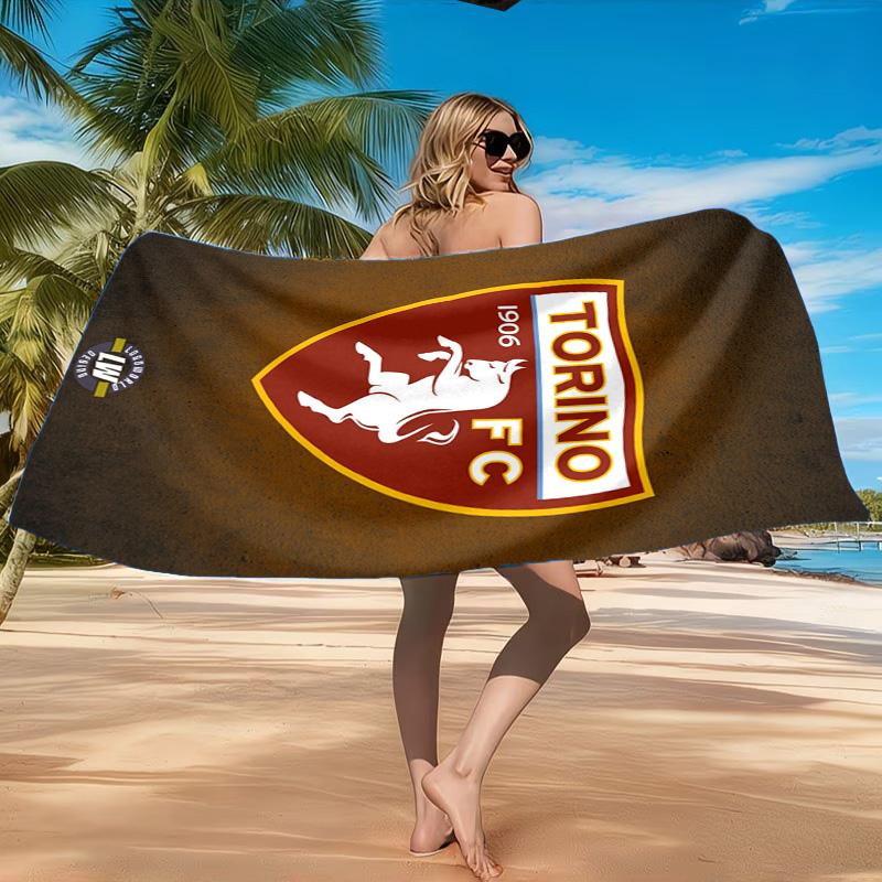 Asciugamano da Spiaggia con Stemma Torino Fc, Asciugatura Rapida, Facile da Curare, Adatto sia per il Fitness che per le Vacanze al Mare, Essenziale per lo Sport