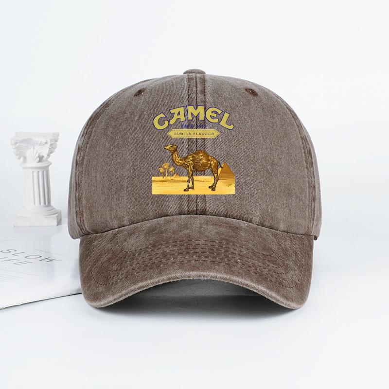 Freedom Outdoors Vintage &ldquo;Camel&rdquo; Woestijnsc&egrave;ne Print Gewassen Baseballpet - Verstelbare Unisex Vintage Pet voor Buiten Wandelen en Bergbeklimmen koffie