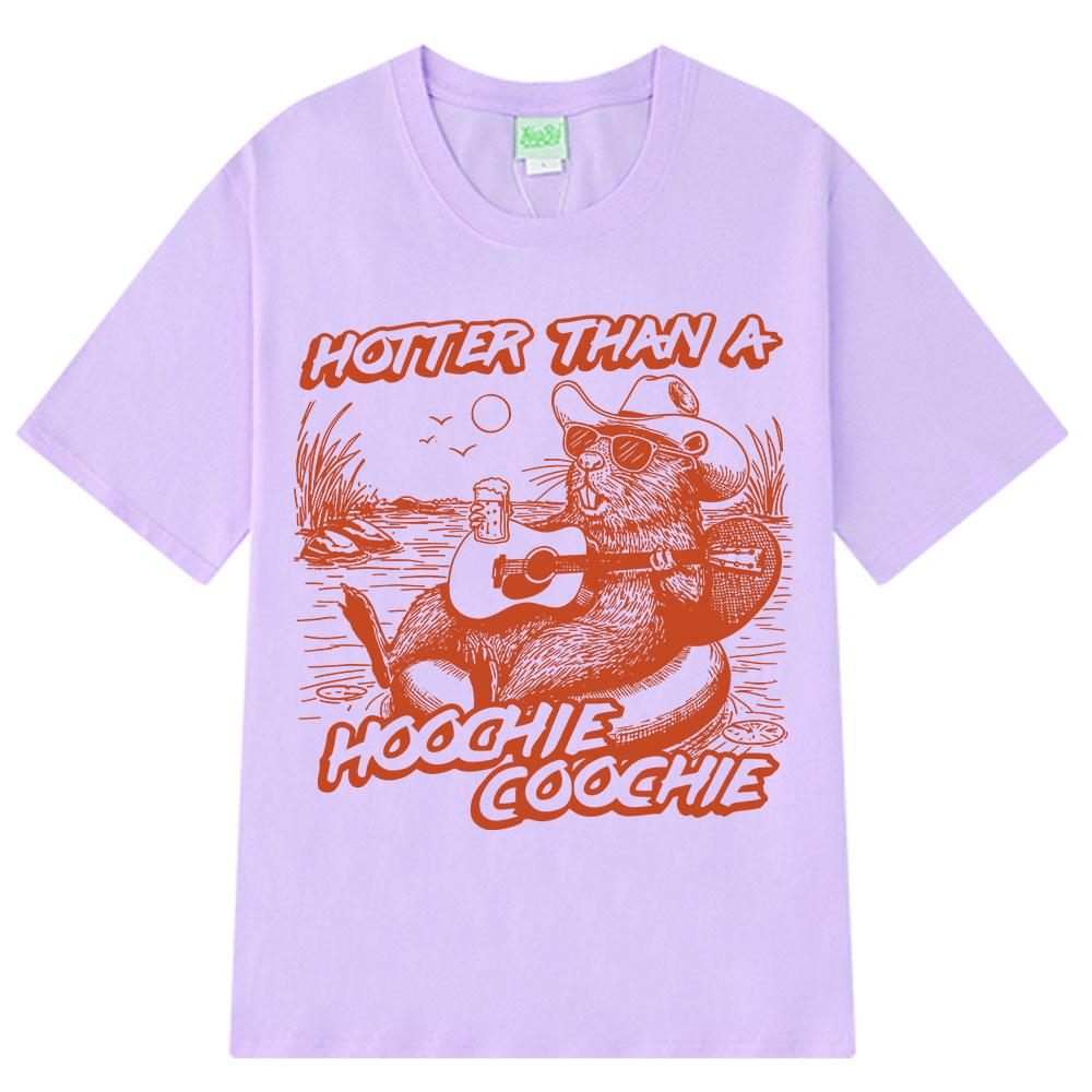 Žhavější než Hoochie Coochie Roztomilý Bobr Plážové Letní Potisk Tričko 90s Country Hudba Tričko Pánské Dámské Vintage Bavlněná Trička
