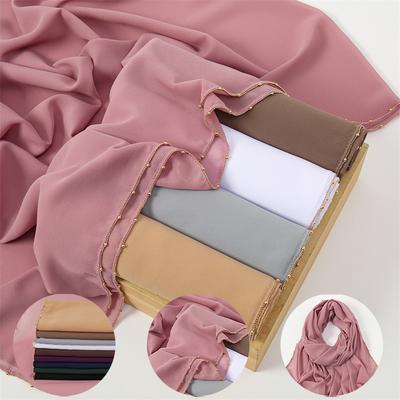 Muslimischer Chiffon Hijab Schal Einfarbiges Quadratisches Kopftuch für Frauen Hijabs Schals Jersey Hijabs Islamischer Turban Stirnband Schal