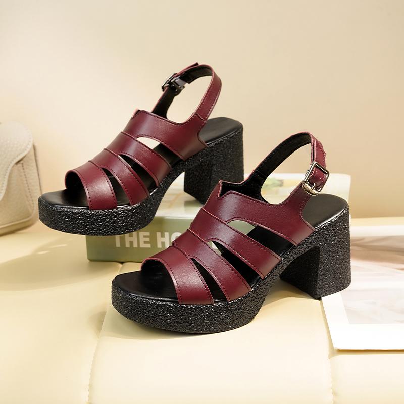 Fashion AIYUQI Women's Sandals Geuine Leather 2025 New Thick-soled Female Sandals  Fish-mouth Summer Sandals High Heels For Women