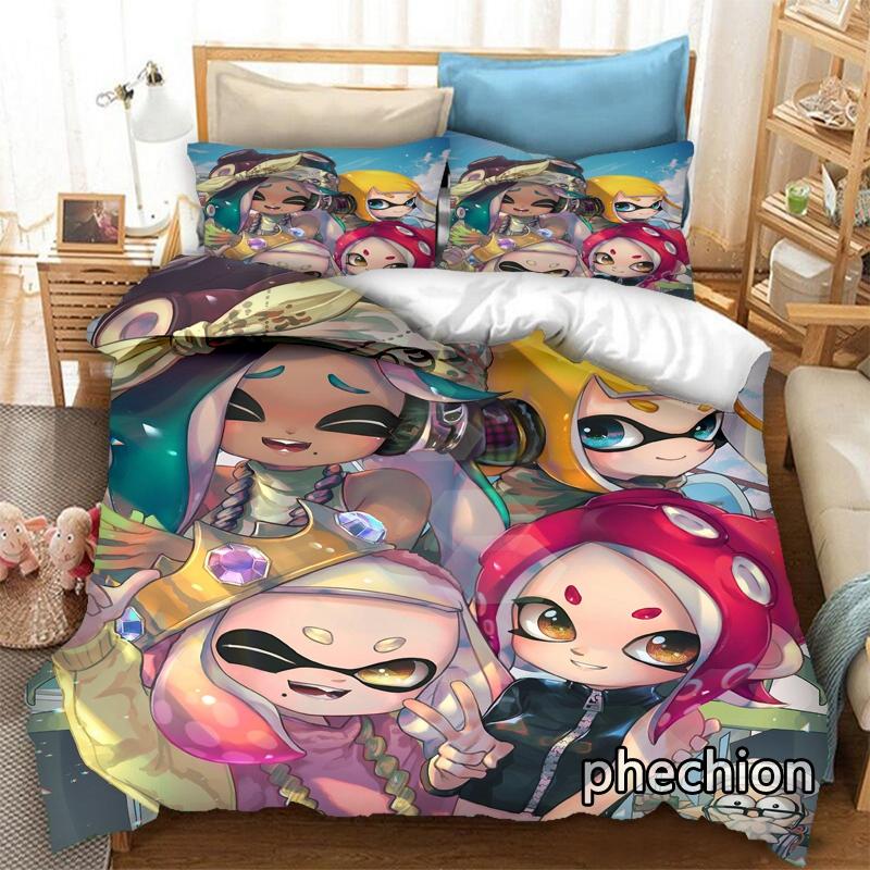 phechion Cartoon Splatoon 3D Print Bedding Set Duvet Covers Pillowcases One Piece Comforter Bedding Sets Bedclothes Bed K388