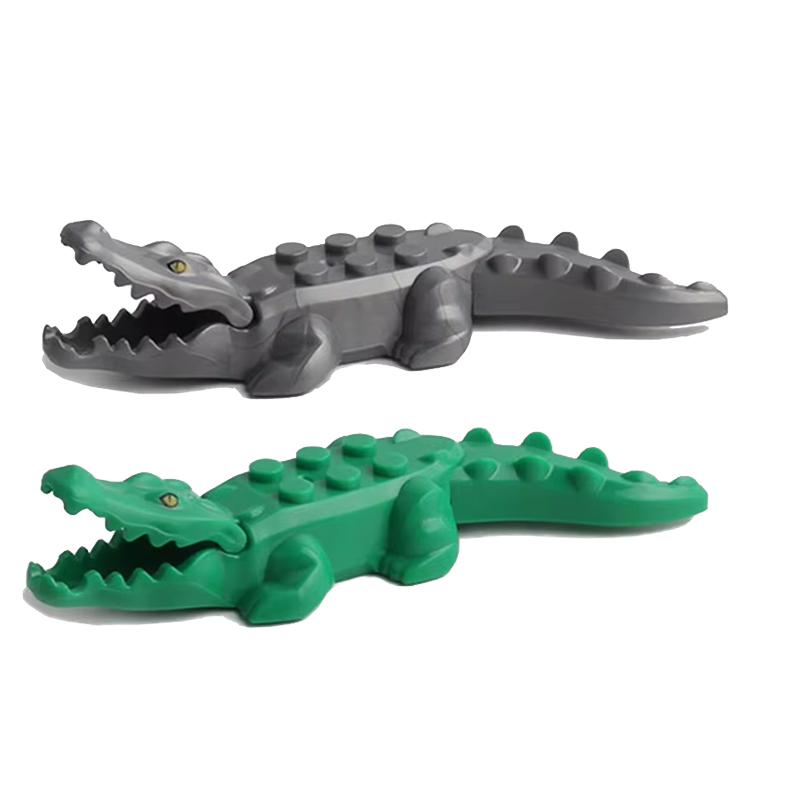 MOC Farm Zoo Animal Building Blocks Crocodile Shark Dolphin Chimpanzee Cow Leopard Educational Game Accessories Bricks Kids Toys