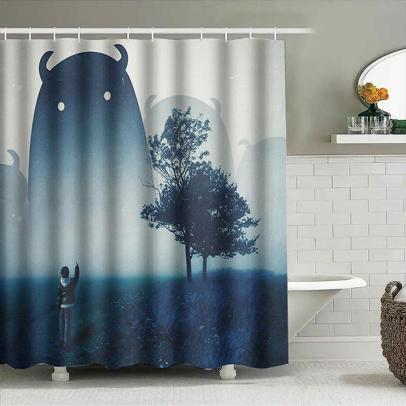 Mystical Forest Landscape Shower Curtain Vintage Nature Backdrop Dark Academia Tapestry Wall Hanging Home Decor Scenic Wall Art
