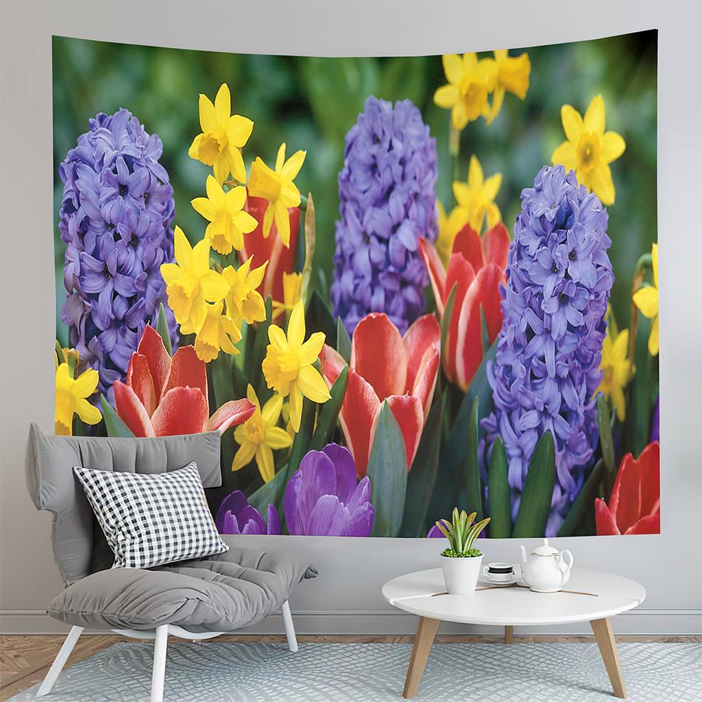 Spring Flowers Tapestry Green Grass Swing Tapestry Natural Scenery Tapestry Art Tapestries Home Living Room Bedroom Dorm Decor