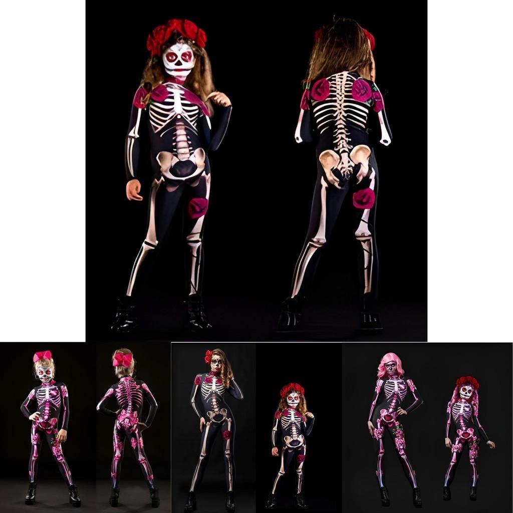 Breathable Fabric Women's Halloween Skeleton Costume For A Comfortable Fit