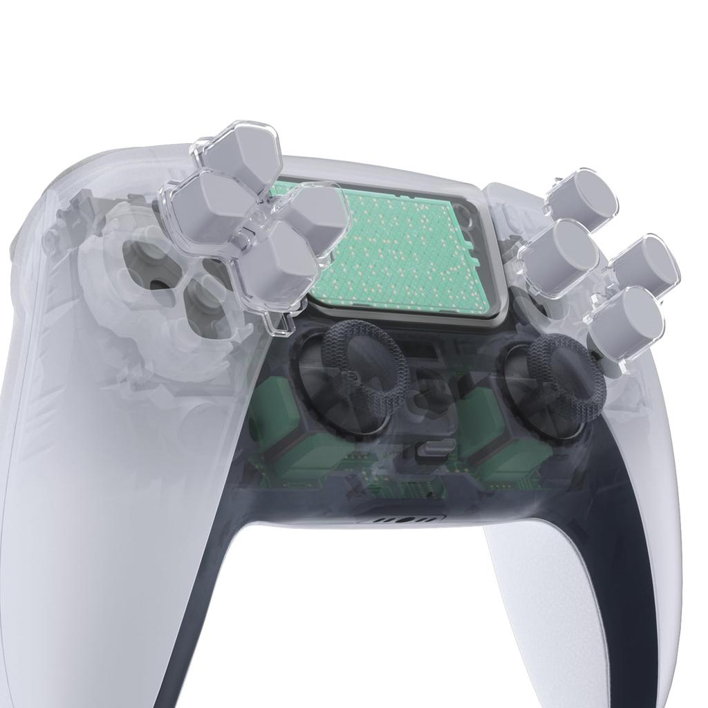 EXtremeRate benutzerdefinierte Ersatz-Dpad-Aktionstaste ohne Text, Richtungstaste, Gesichtstaste für Controller Hope Gray, zweifarbige Gravur,
