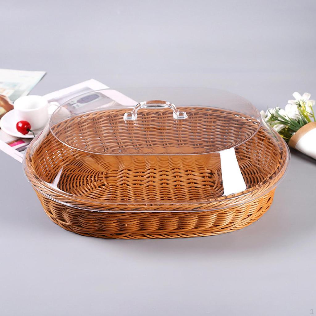 Food Serving Basket Imitation Rattan Woven Bread Drain Wicker Fruit for