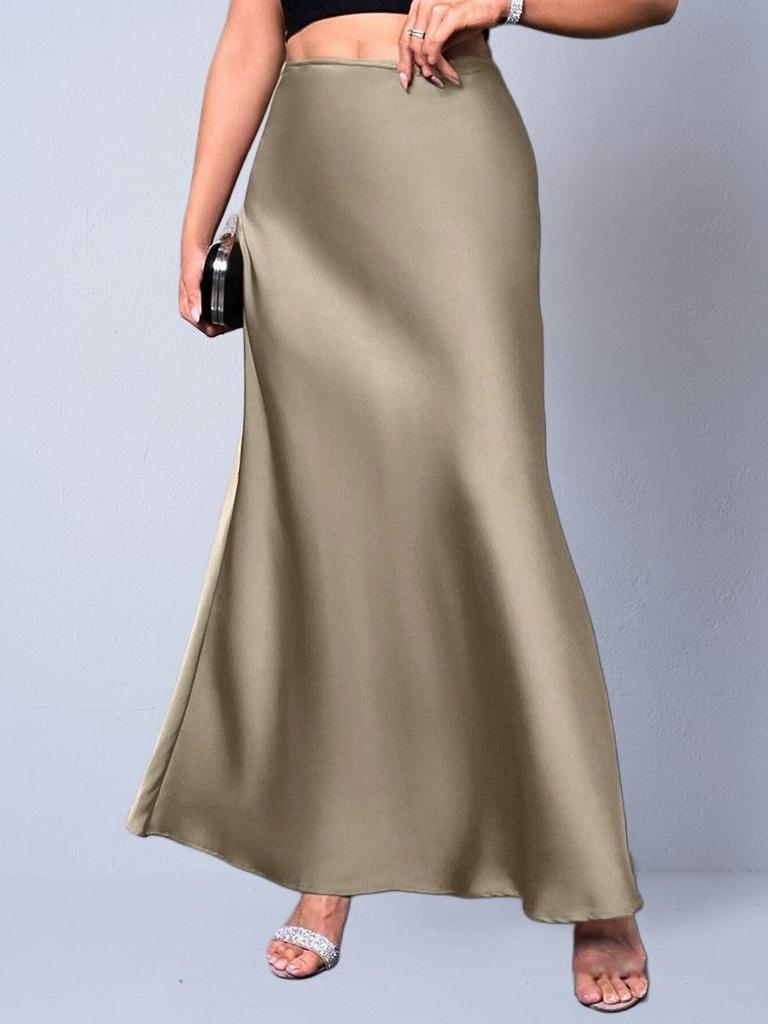 European & American Women's Imitation Silk Long Skirt, 2025 Spring/Autumn Collection