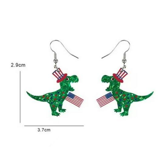 European Handmade USA Independence Day Earrings with Butterfly, Unicorn, Smiley Face, Star, and Woman Head Designs