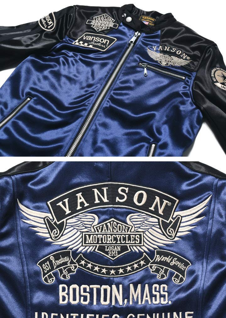 By Our Riders Flying Emblem Embroidery Patch Bonding Riders Jacket Navy X [Banson] [Custom-ordered Store] & JFV-802-DNAVY-BLACK (M, D. Black)