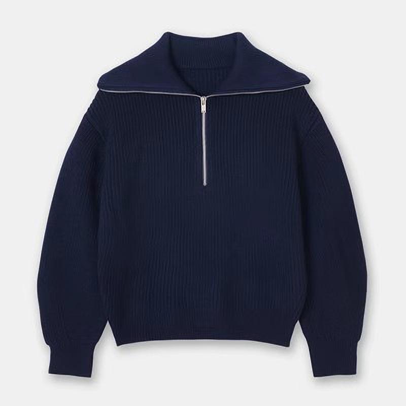 Damen Rollkragen Locker Revers Gestreifte Strickware Damen Pullover Halber Reißverschluss Lässig Mode Damen Pullover