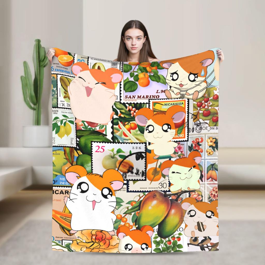 Adventure Story Hamtaro Blanket Super Warm Novelty Plush Bedding Throws For Bedroom Airplane Travel Flannel Bedspread Bed Cover