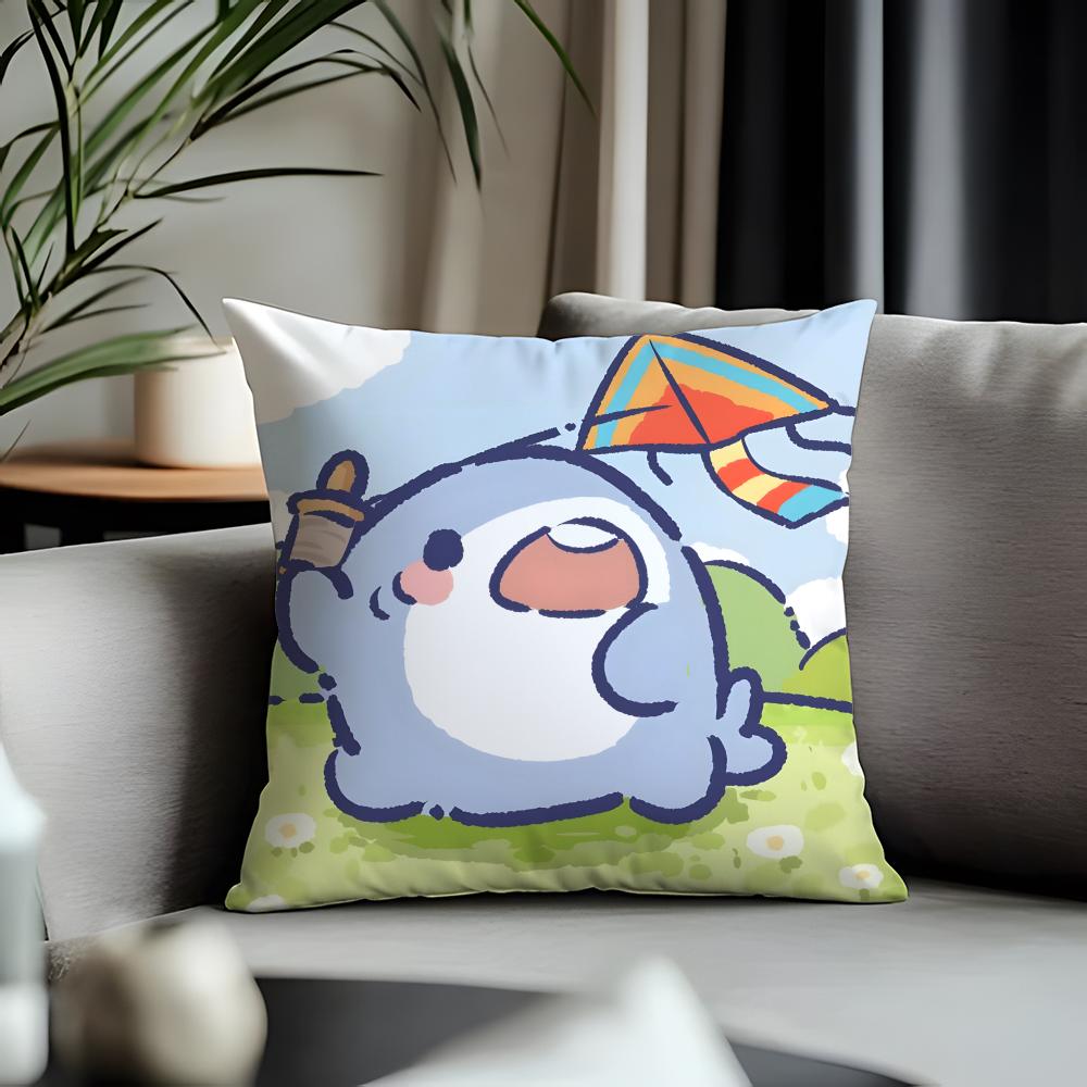 Fashion Ffat Sharkead Cushion Cover Antidustmite Pillowcase Invisible Zipper Silky Short Plush Sofa Cushion Cover