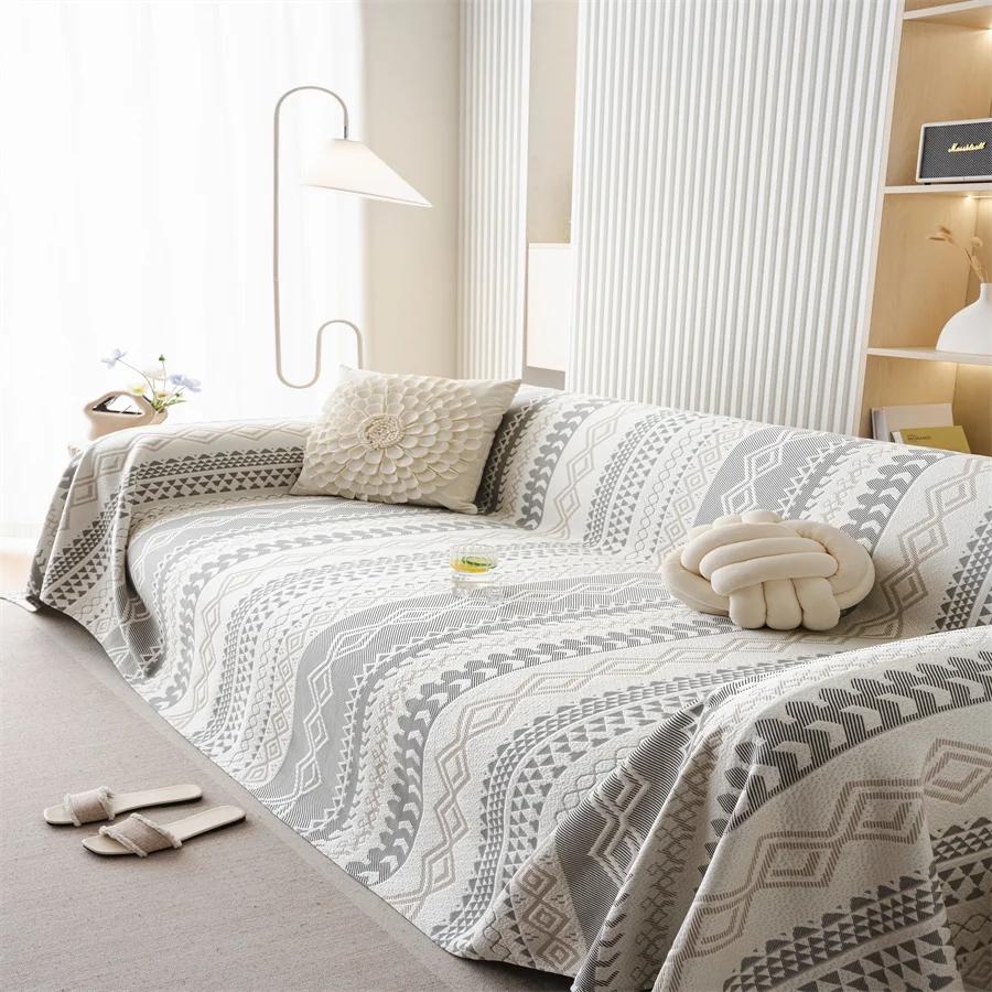 

Small Fresh Cool Bean Ice Silk Sofa Cushion Summer Fixed Non-Slip Mat Leather Cushion Cool Sense Cover Cloth Towel Cushion 180X130CM