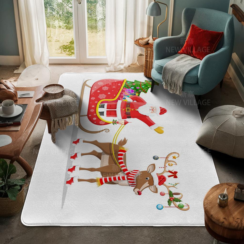 House Entrance Carpet Home Door Mat Living Room Bath Foot Bathroom Non-slip Water Absorption Rugs Bath Merry Christmas Winter