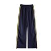 Two-bar striped wide-leg pants women's autumn new loose straight-leg pants retro casual leggings sweatpants