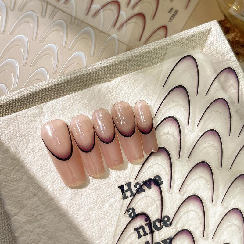 Gradient French Line Nail Stickers Decals 3D French Tips Manicure Nail Art Gel Sliders Decorations Accessories