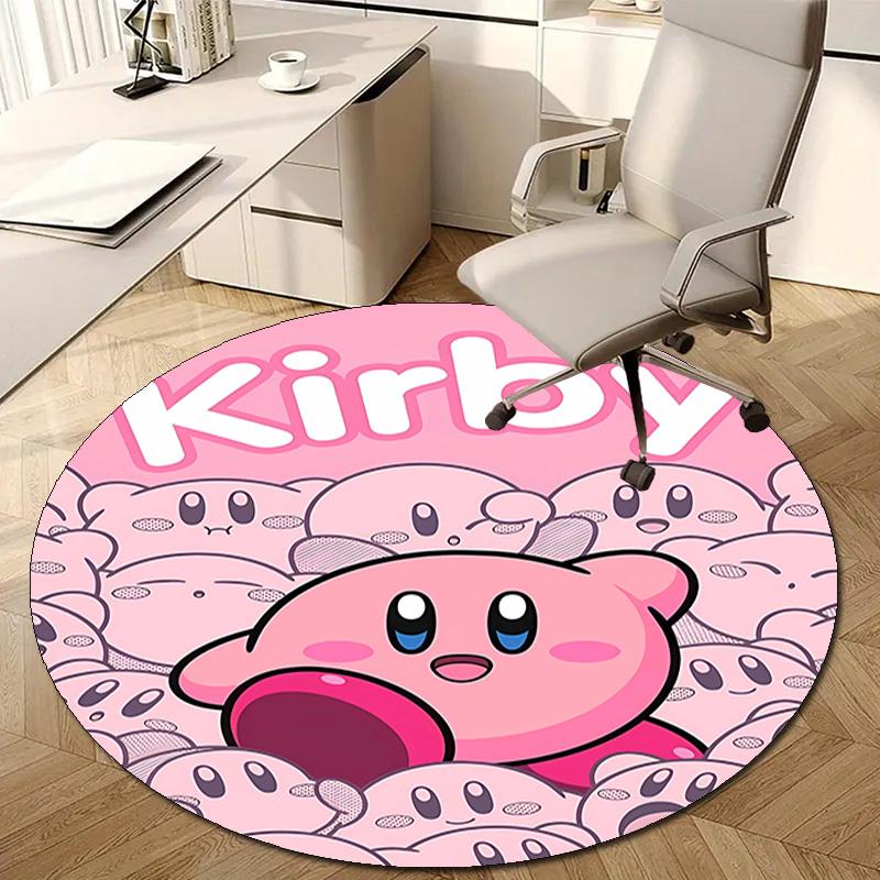 1pc Kirby1 Design Printed Area Round Carpet for Bedroom Living Room Home Decor Rugs Mat Non Slip Mat Rug for Bedside