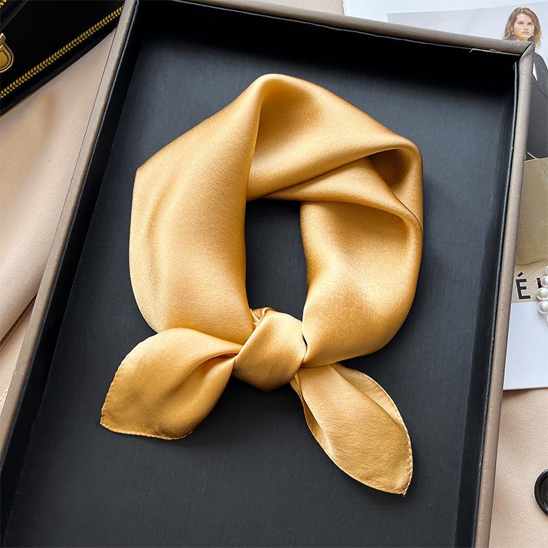 Korean version plain color high-end silk scarf women's 53 mulberry silk square scarf summer solid color versatile silk square scarf scarf