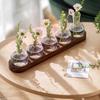 BHBL Plant Terrarium Propagation Station, Glass Planter Bulb Vase with Wooden Tray, Modern Bud Vases for Living Room