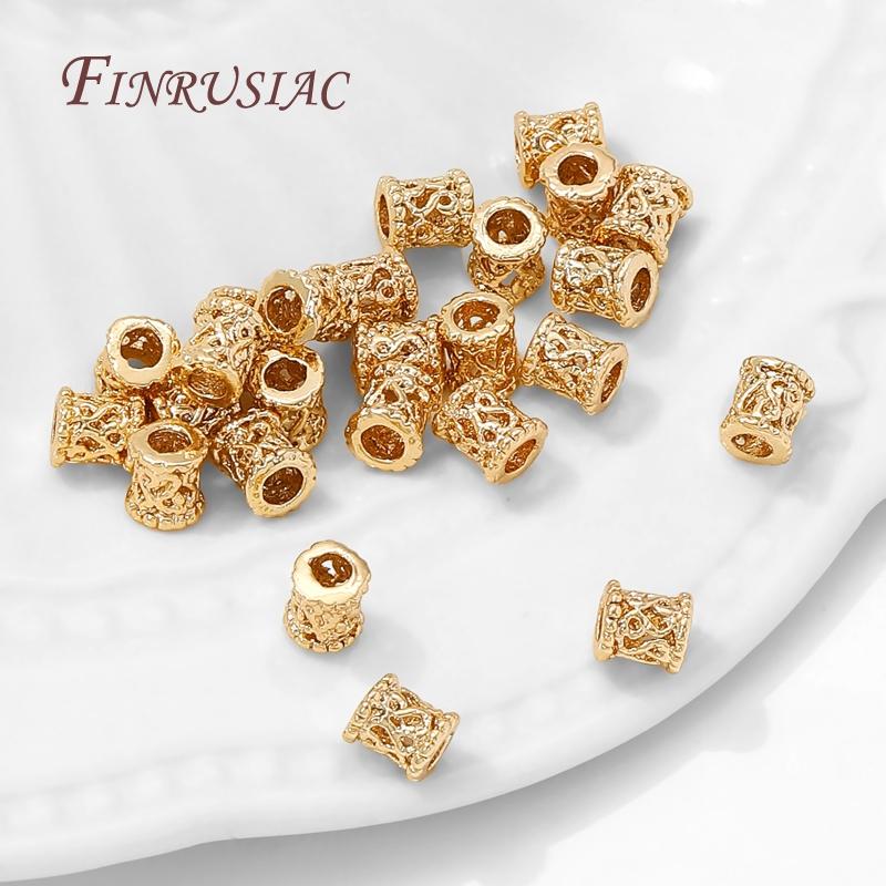 18K Gold Plated Brass Barrel Bead For Bracelets,Accessories For Beads,Metal Separator Beads,DIY Jewelry Making Supplies