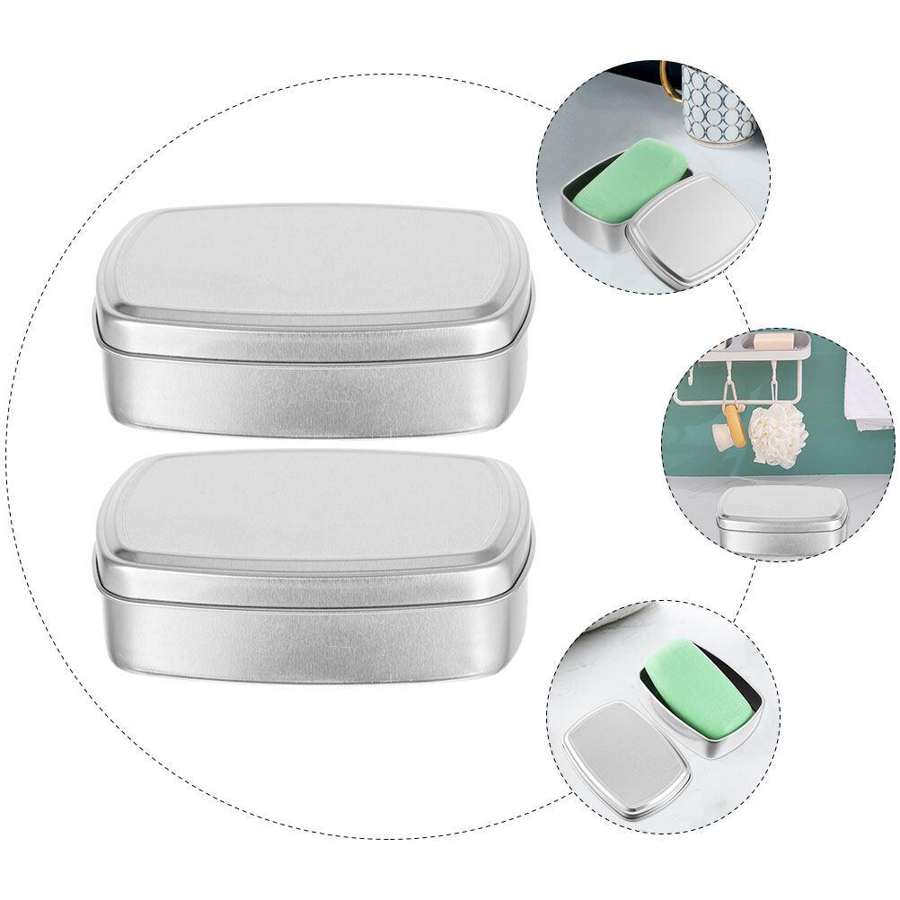 2Pcs Aluminum Soap Boxes Metal Containers Portable Soap Dishes Travel Case Sets Bathroom Products Household Merchandises Storage