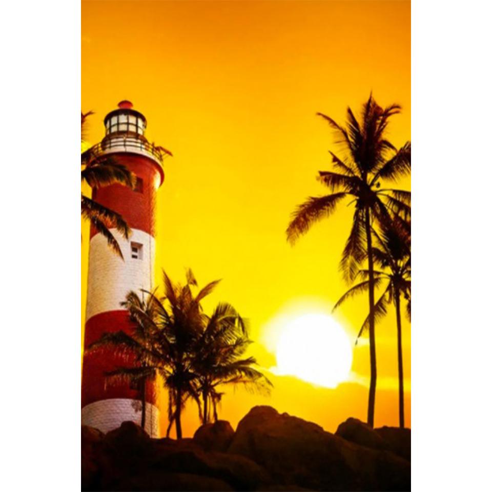 DIY 5D Lighthouse Landscape Diamond Painting Rhinestone Picture Full Round Full Diamond Embroidery Gift Mosaic Decoration Kit