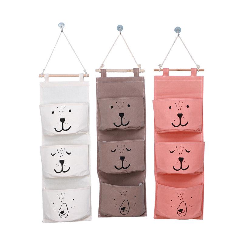 Waterproof Wall-Mounted Fabric Storage Bag for Bedside or Dorm Room