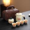 Ru kiln new tea set ceramic home living room office peony teapot light luxury gift company annual meeting