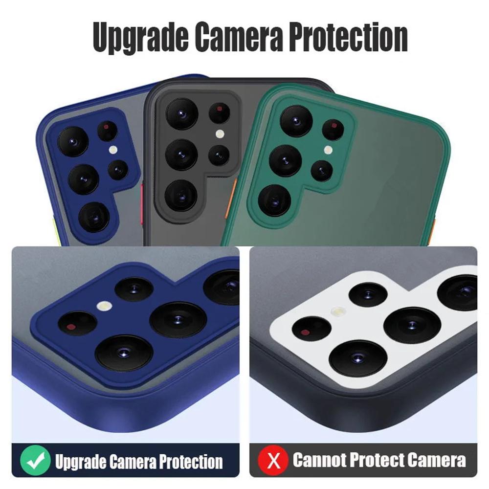 Matte Armor Shockproof for Samsung Galaxy S23 S22 S21 S20 FE Note 20 10 Ultra Phone Case Colorful Transparent Back Full Protection Cover