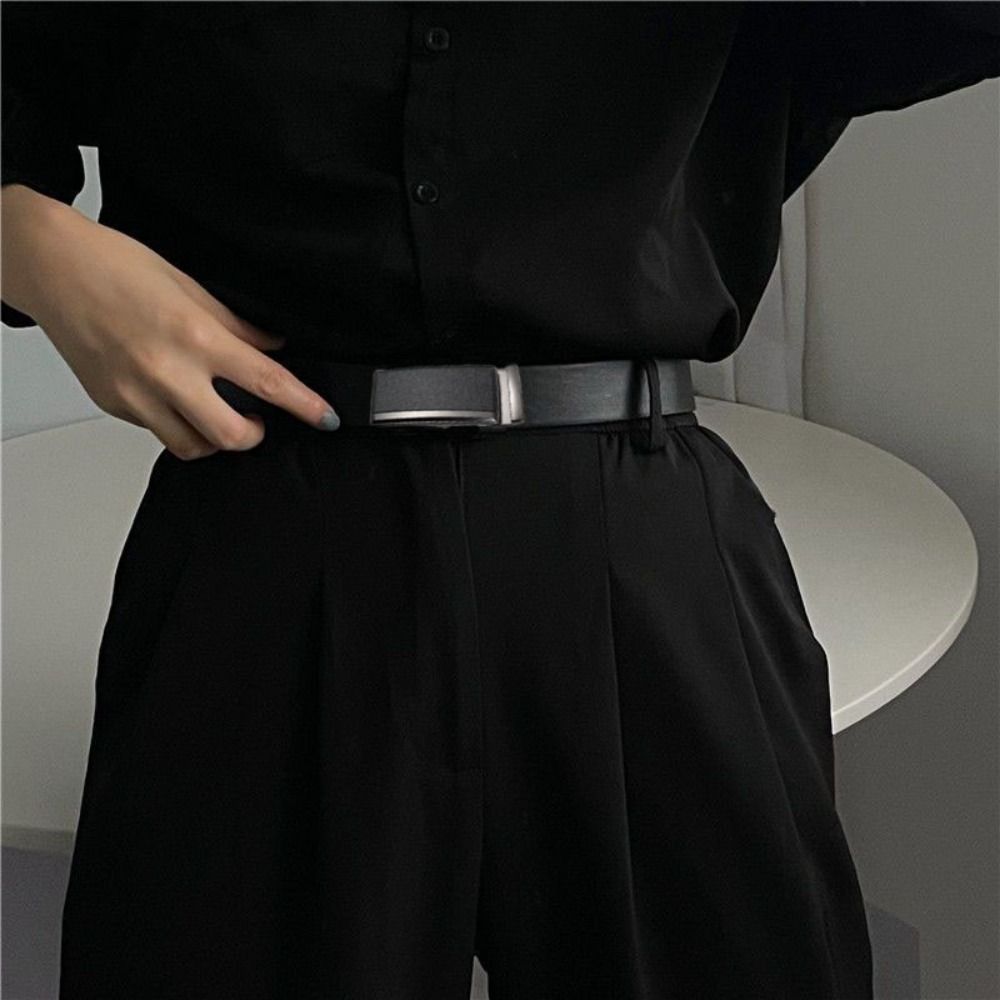 Simple Genuine Leather Belts 110/120/130cm Men's Waistband Luxury Metal Buckle Belt  Male