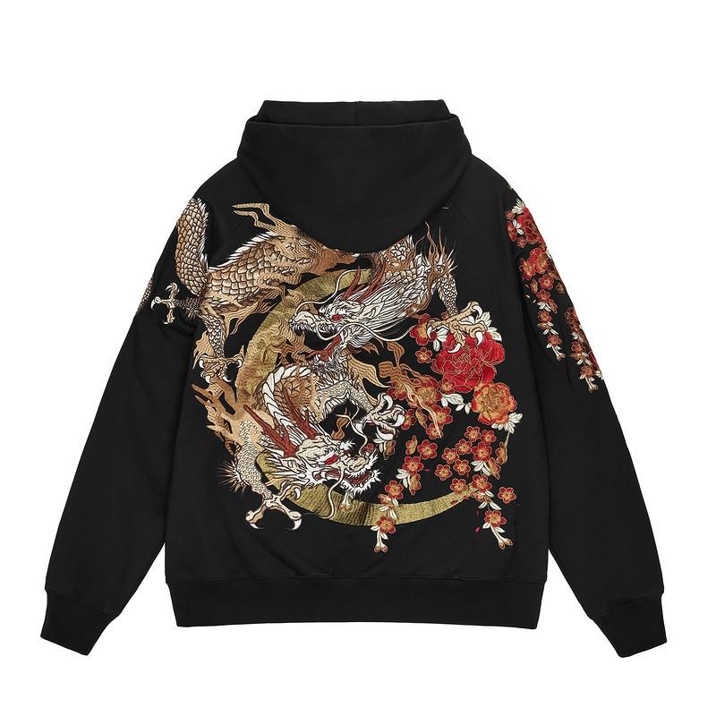 Fashion Chinese Style Zip-Up Hooded Sweatshirt 3D Print Loose Fit Casual Streetwear Teens