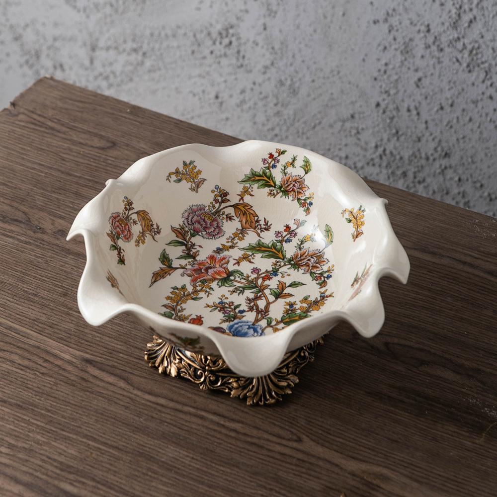 Ceramic Fruit Plate High-legged Tray Desktop Storage Container Candy Bowl Retro Fruit Trays Organizer Jewelry Dish Trinket Dish