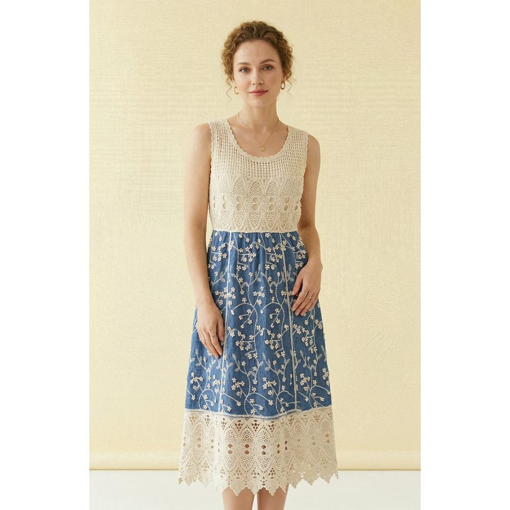 DIMANAF 2026 New  Skirt Women Knitting Lace Holiday Hollow Out Sexy Hollow Summer Style Loose Basic Dress