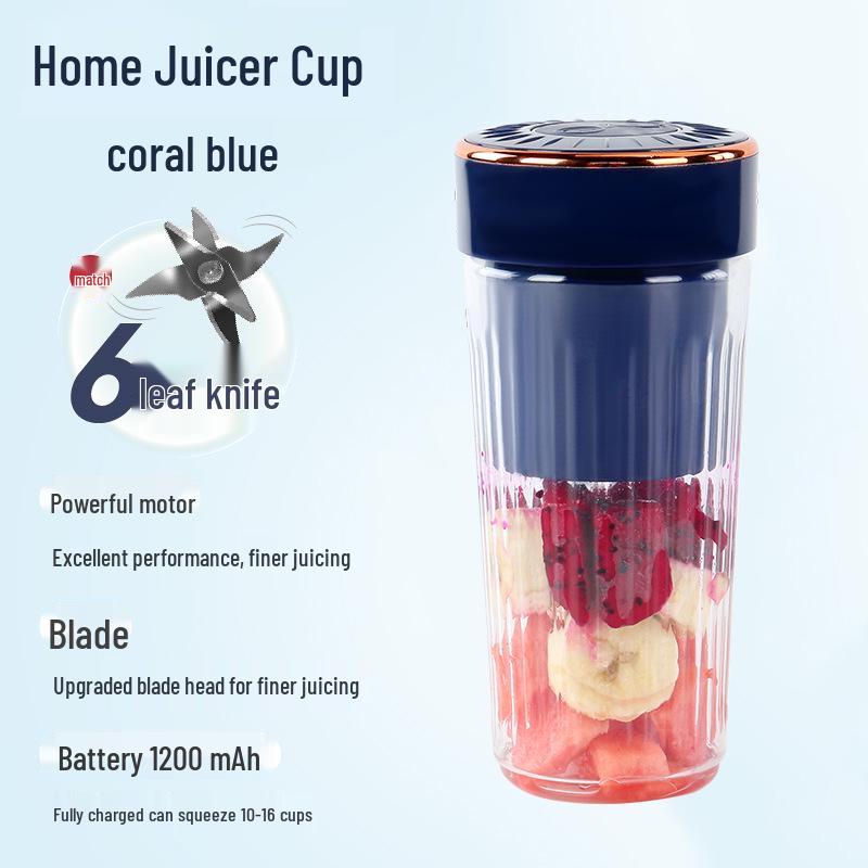 

Portable USB Electric Fruit Juicer Cup: Mini Automatic Household Juice Maker Includes 16 Country Manual темно-синий