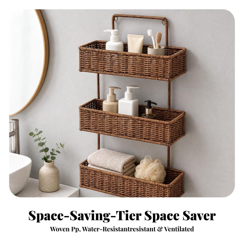 Vertical Storage Organizer Multi-Purpose Three-Tier Wall-Mounted Basket