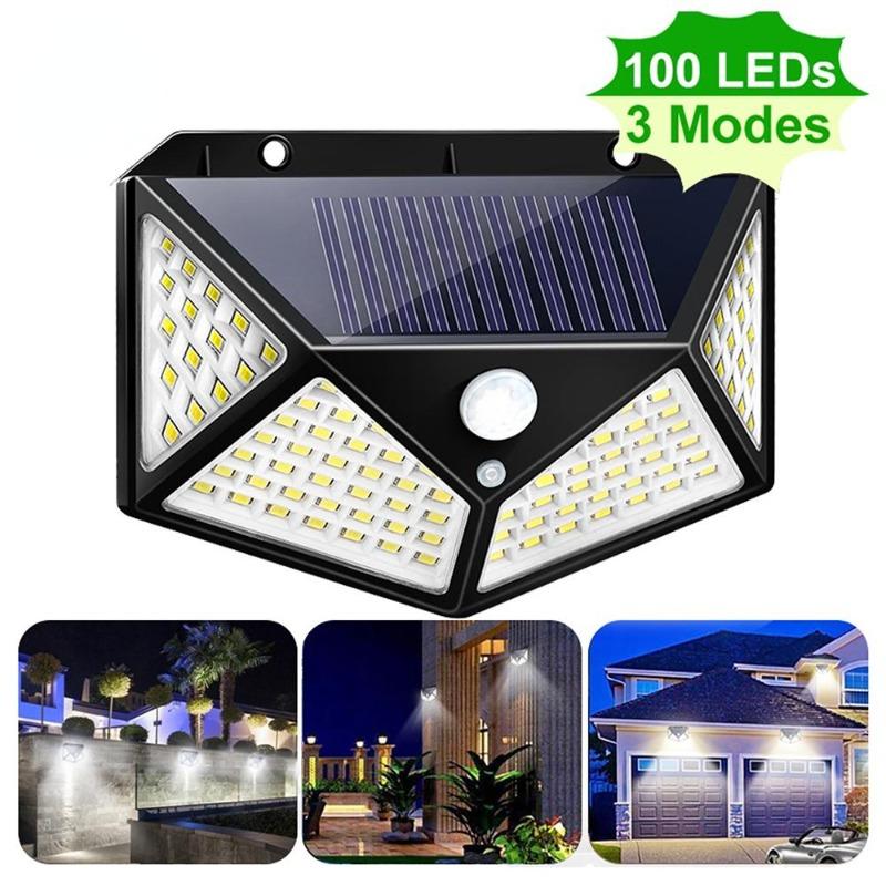 328/348/100 LED Solar Lights Outdoor Security Lights With Remote Control Motion Sensor Lights 270° Angle Flood Wall Lamp Waterproof
