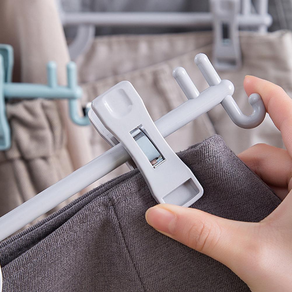 5pcs Plastic Rotary Trouser Stand Pants Racks Attachable Windproof Skirt Clip Wet And Dry For Balcony Wardrobe Space Saving