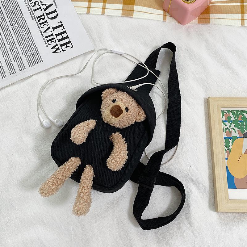 Crossbody Bag Women's Ins Versatile Chest Bag Children's Student Large-capacity Canvas Mobile Phone Bag