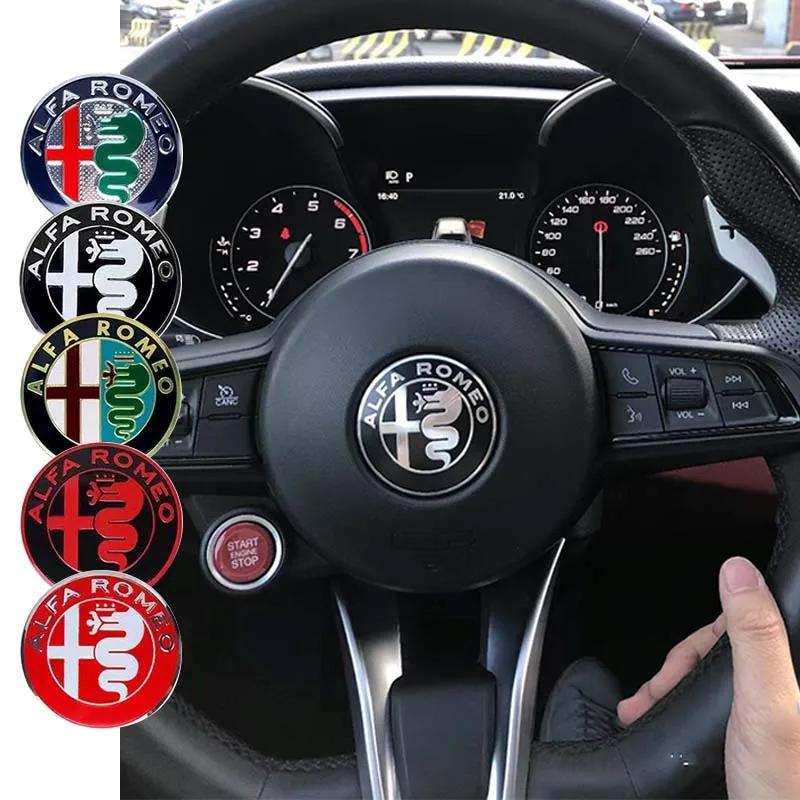 2026 Heißer Aufkleber Für Alfa Romeo Giulietta Mito Giulia Stelvio Brera 147 156 159 40mm Auto Lenkrad Emblem Aufkleber Zentral c