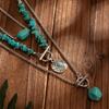 Adjustable Geometric Turquoise Beaded Necklace Multi Layered Clavicle Chain Neck Jewelry for Stylish Outfits