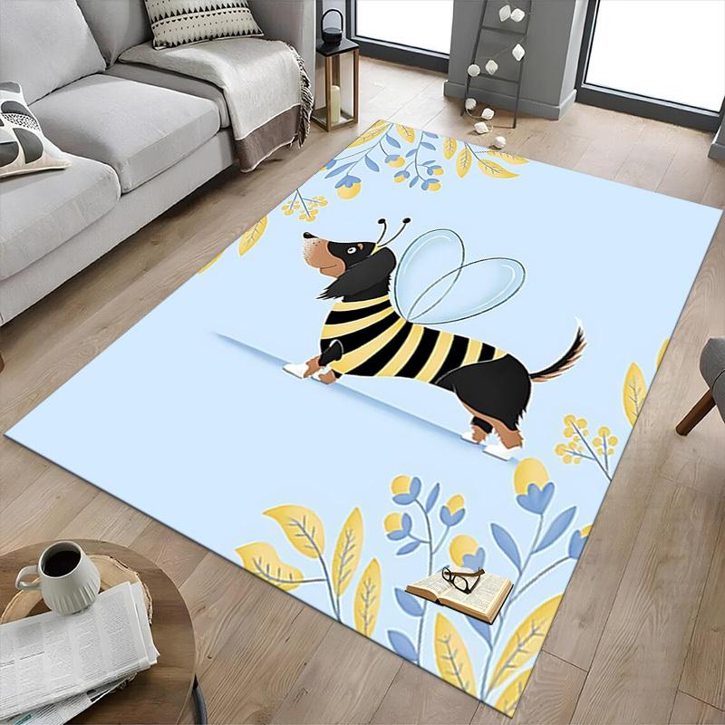 1PC Dog Bee Extra Large Non Slip Floor Carpet, Office, Family, Bedroom, Studio Large Area Rug Indoor Rugs