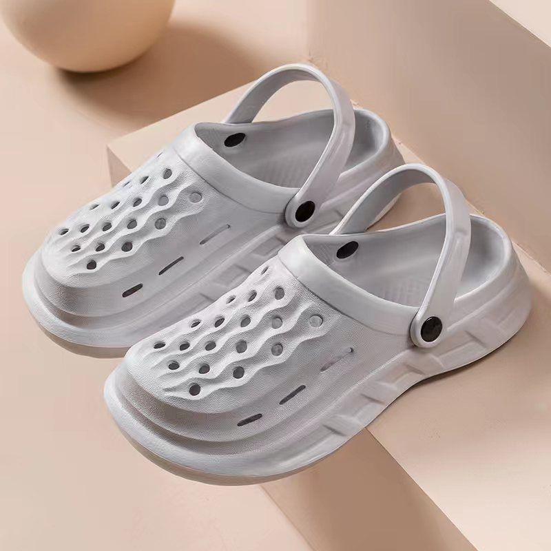 

Hole shoes men s 2025 new summer wear non-slip soft-soled beach bag head sports coconut sandals 44-45 сірий колір