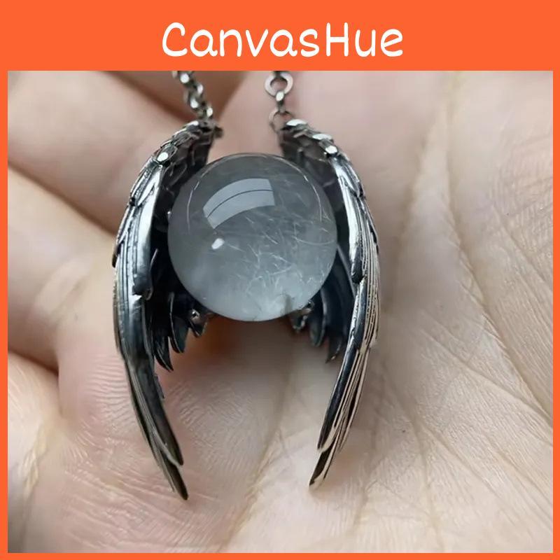 Ghost Wings Retro Faux Crystal Necklace With Alloy Pendant For Fashionconscious Men Women