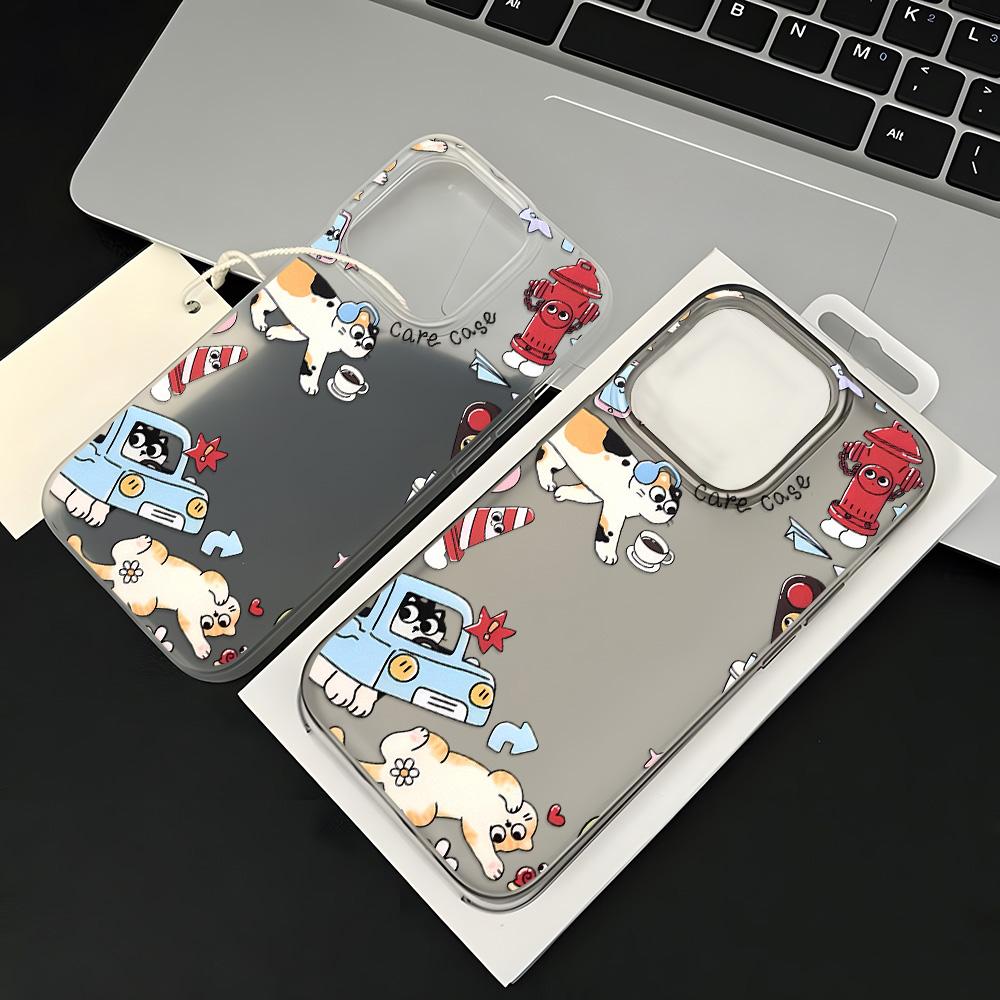 Mobile Phone Cases for iPhone 11 13 15 Pro Max 12 14 Pro Max Case iPhone 16 15 Plus 13 Pro 12 Mini 13 Mini Frosted Texture Painted Cartoon Flowers