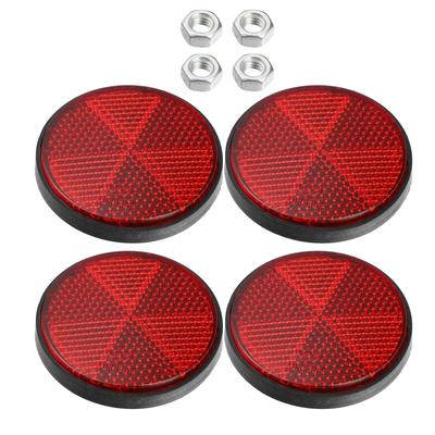 4 Stück Universal Runde Rote Vordere Untere Gabel Reflektor Aufkleber Hinten Satteltasche Reflektierende Abdeckung mit 6mm Schrauben